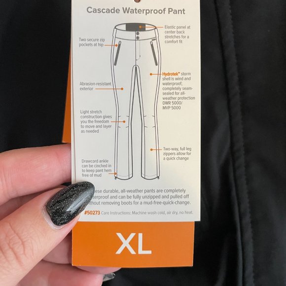 Kerrits Women XL Black Cascade Waterproof Pants Pockets Full Leg Zip Equestrian - Picture 8 of 10